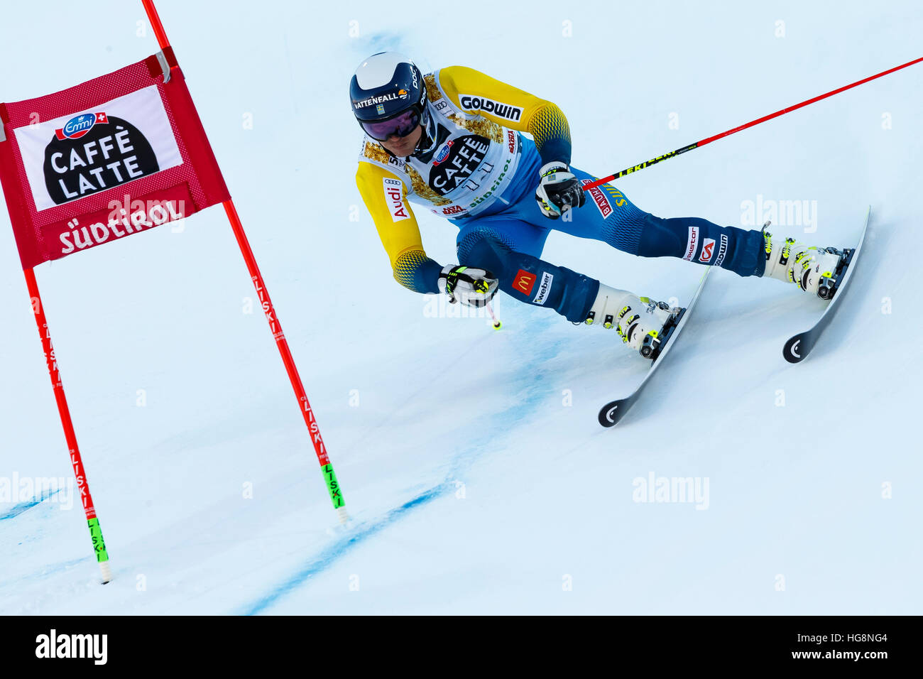 L'Alta Badia, Italie 18 décembre 2016. MYHRER Andre (SWE) qui se font concurrence sur les AUDI FIS Coupe du Monde de Ski alpin Slalom géant hommes sur la Gran Risa Cours Banque D'Images