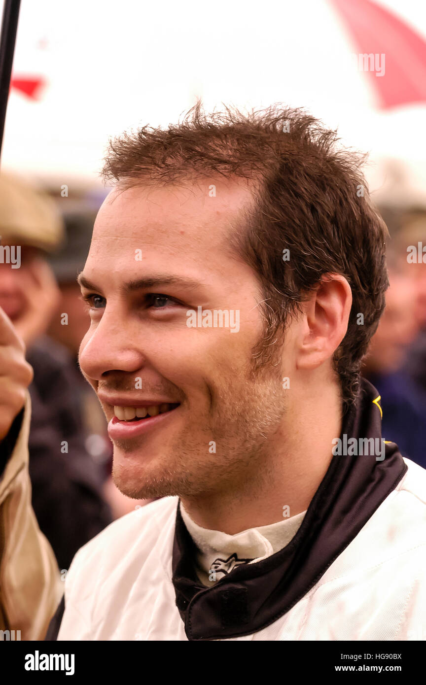 Ancien pilote de F1 Jacques Villeneuve au Goodwood Festival of Speed Banque D'Images