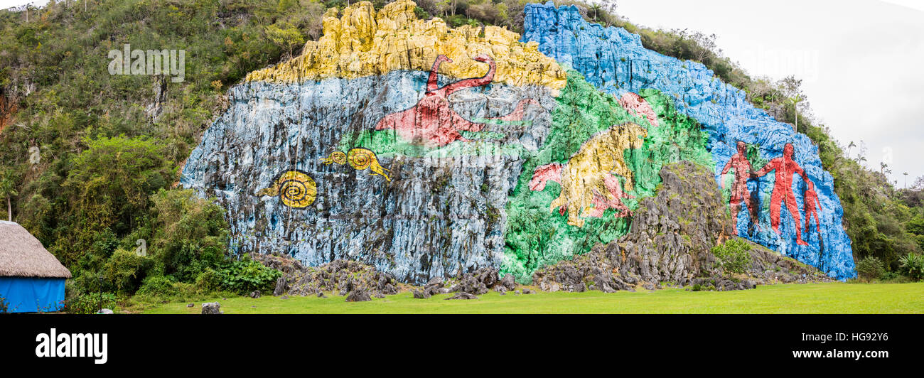 La murale de la Préhistoire, Viñales, Cuba Banque D'Images