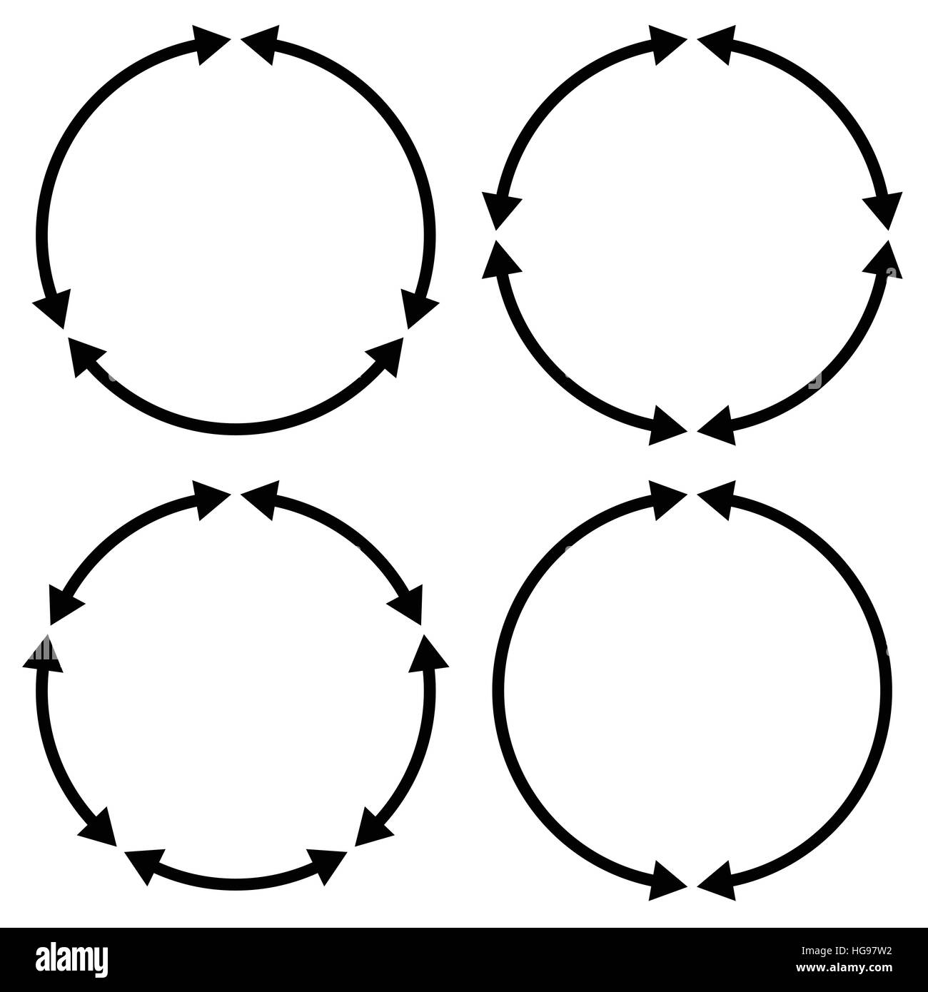 Ensemble de 4 version flèche circulaire, éléments flèche circle Illustration de Vecteur