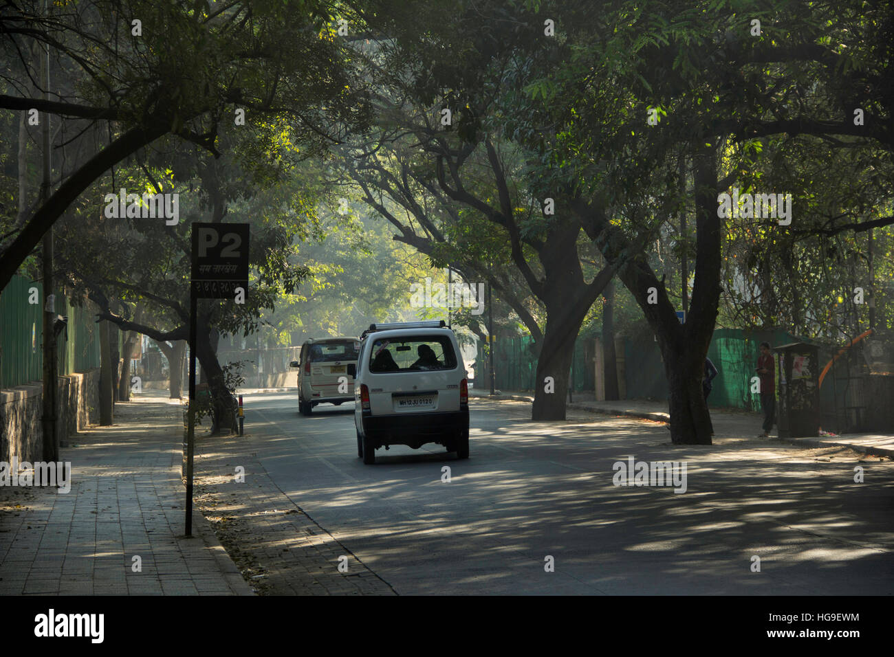 Ville Street view en début de matinée d'hiver Banque D'Images