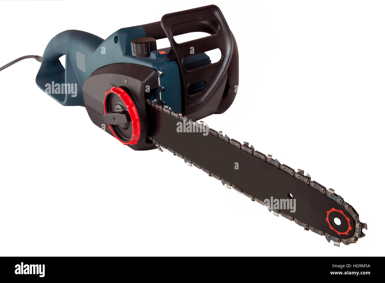 Scie électrique isolé sur fond blanc Banque D'Images