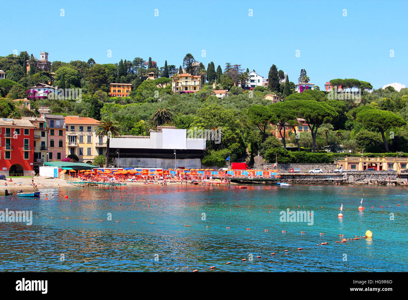 Beach Resort à Rapallo, province de Gênes sur la mer Ligure, Italie côte Banque D'Images