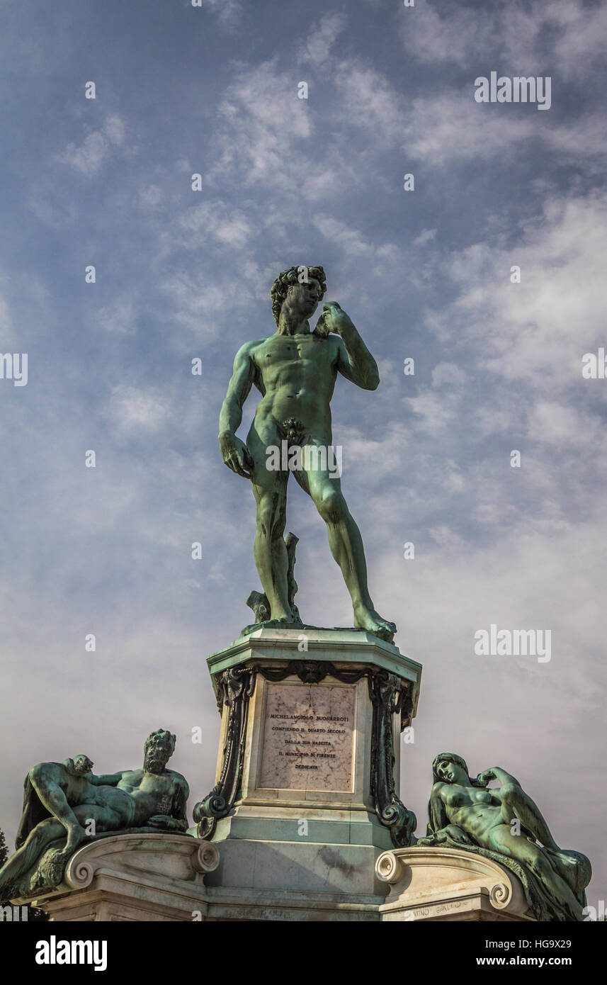 Statue de David dans MichealAngelo hill à Florence Italie Banque D'Images