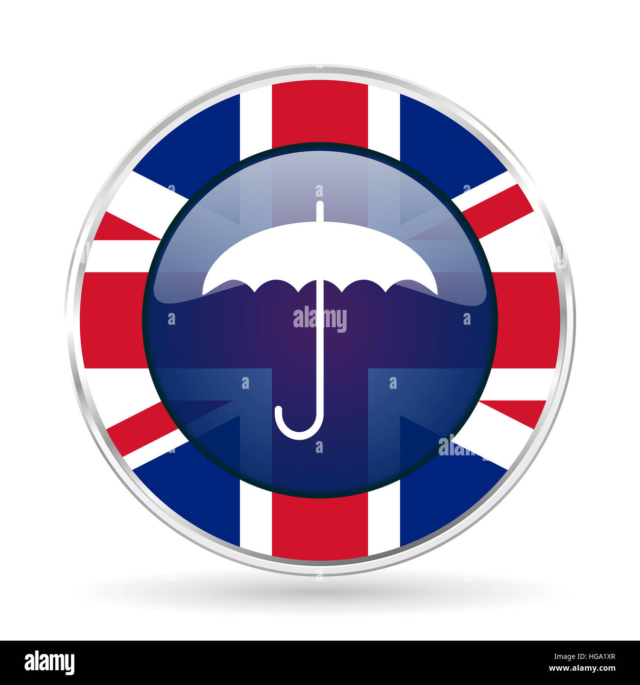 La coordination d'icône du design - argent métallique ronde bouton de bordure avec la Grande-Bretagne d'un drapeau Banque D'Images
