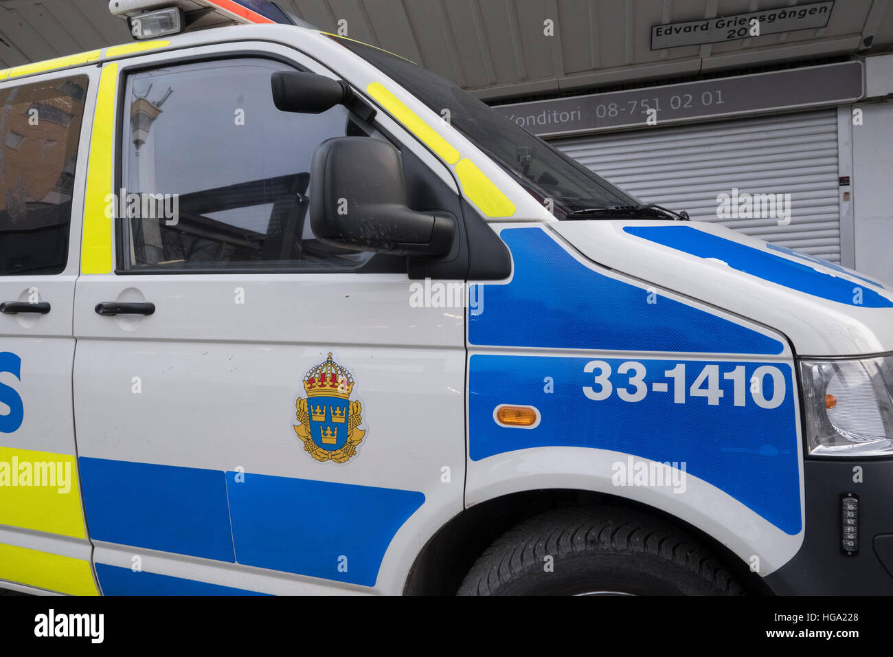 Voiture de la police suédoise. Banque D'Images