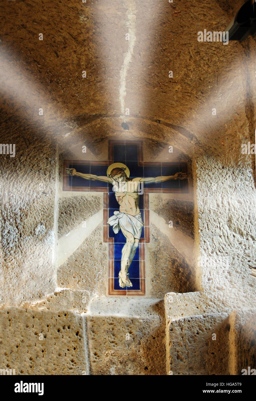 Jésus Christ crucifié dans le sanctuaire de Castel S. Elia près de Rome Banque D'Images