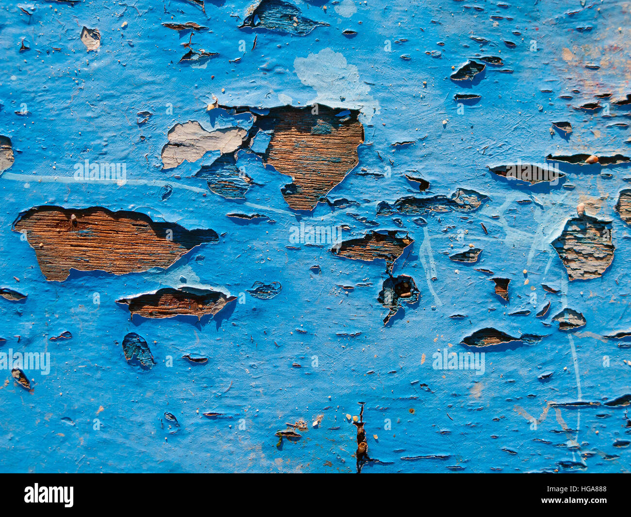 L'écaillage de la peinture sur panneaux de bois d'une texture de fond de coque de bateau Banque D'Images