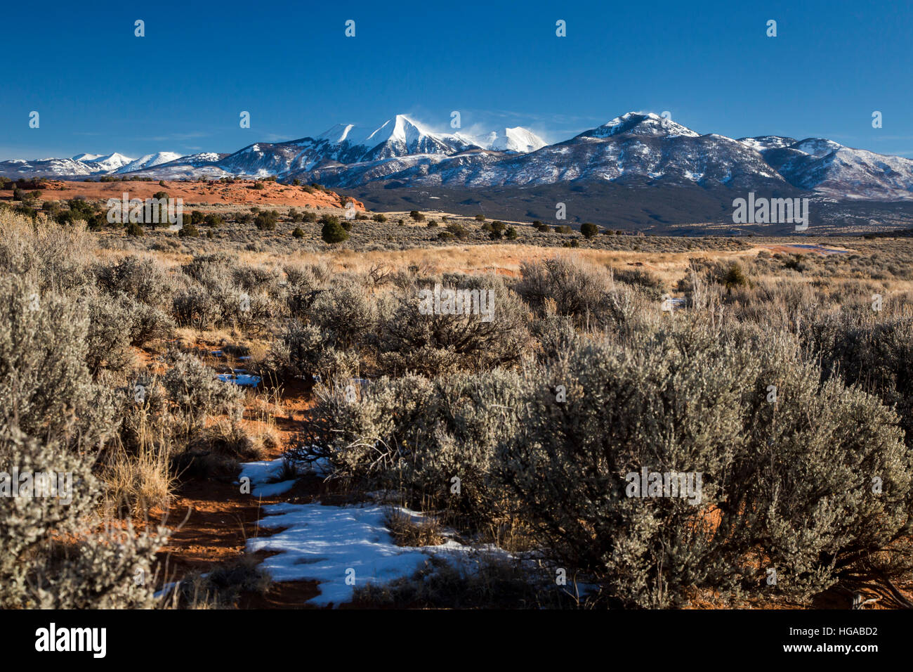 La Sal Junction, Utah - La Sal montagne en hiver. Banque D'Images
