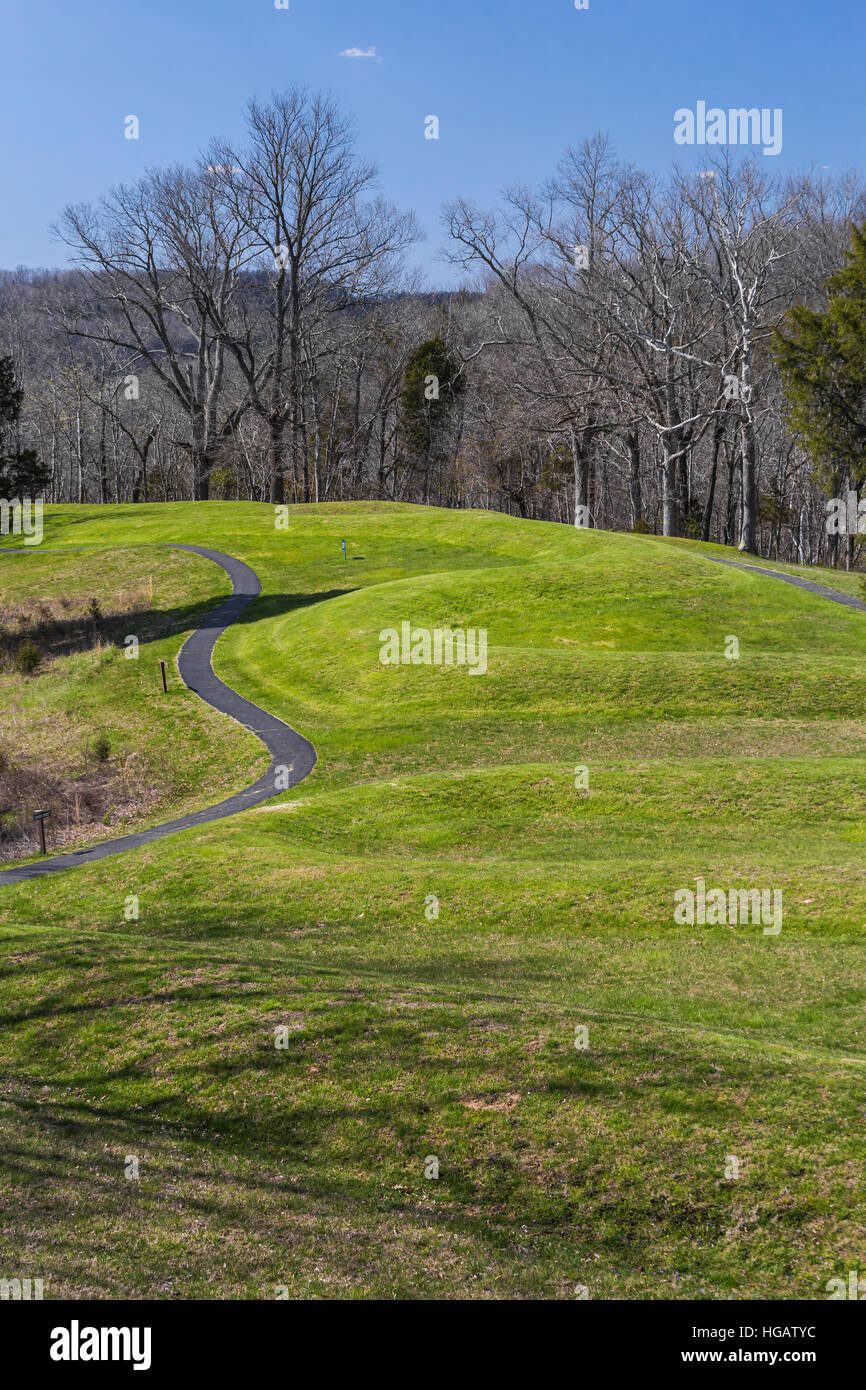 Le grand serpent Mound qui serpente à environ ¼ de mile sur le paysage au Serpent Mound State Memorial à Adams County, Ohio, USA Banque D'Images