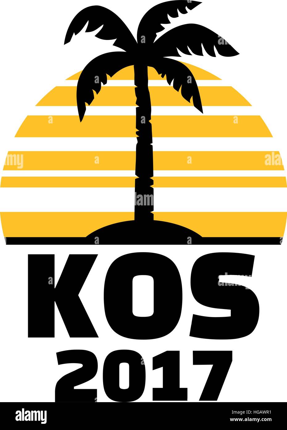 Kos 2017 - Palm et sun Illustration de Vecteur