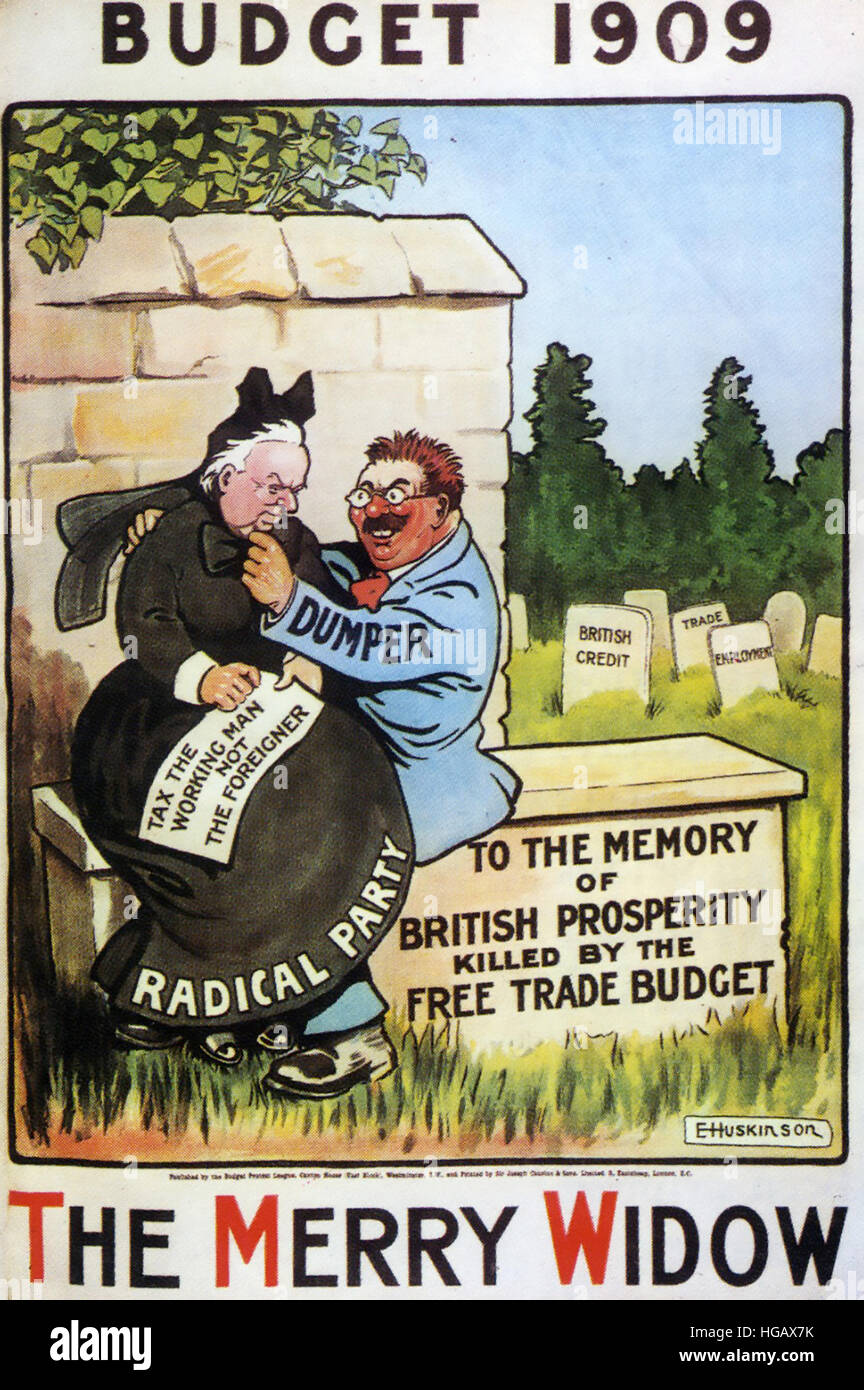 BUDGET DU PEUPLE 1909/10. L'affiche du parti conservateur s'attaquer aux politiques de libre-échange du gouvernement libéral d'Asquith Banque D'Images