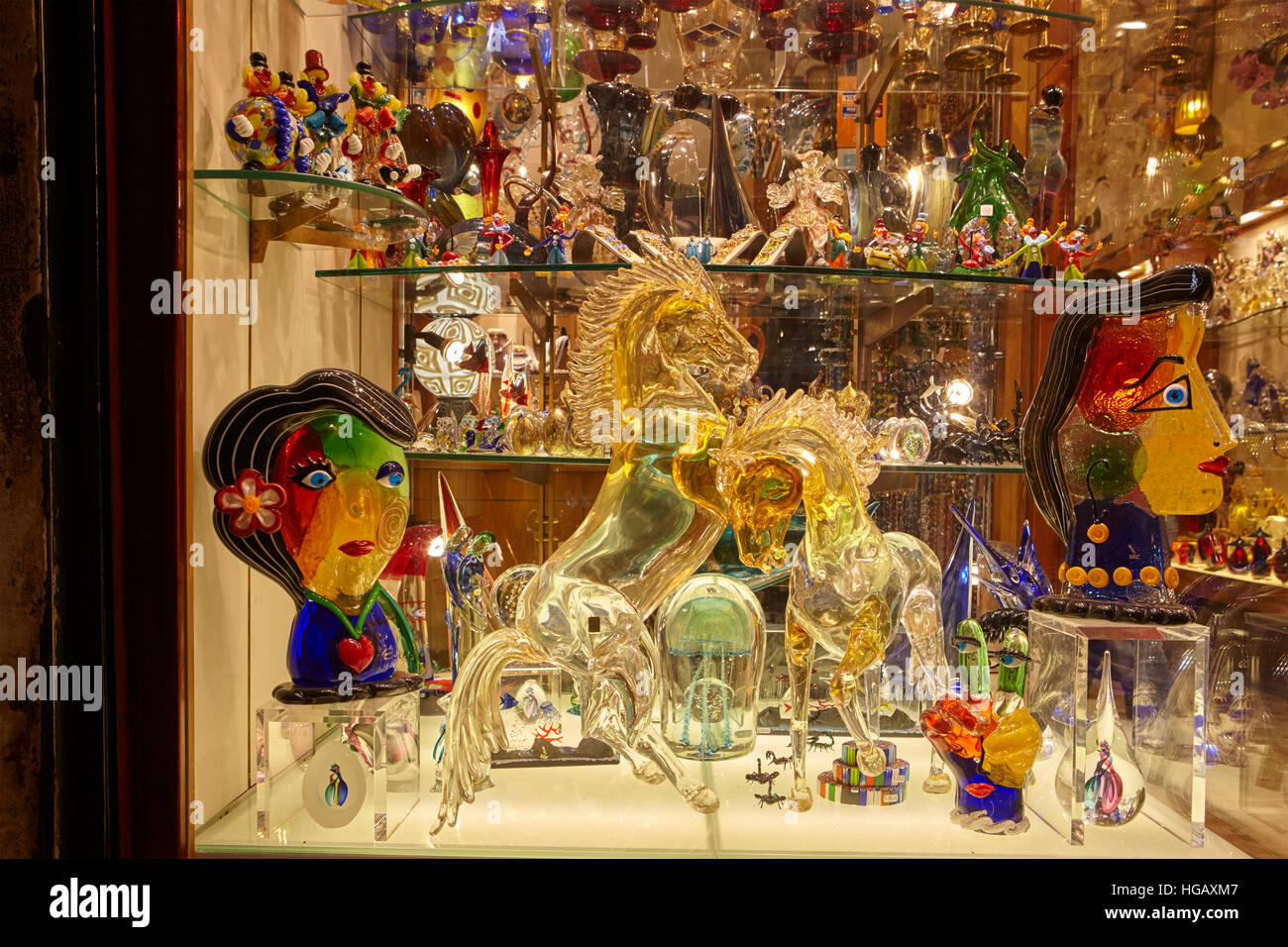 Boutique de produits en verre de Murano traditionnel, Venise, Italie Banque D'Images
