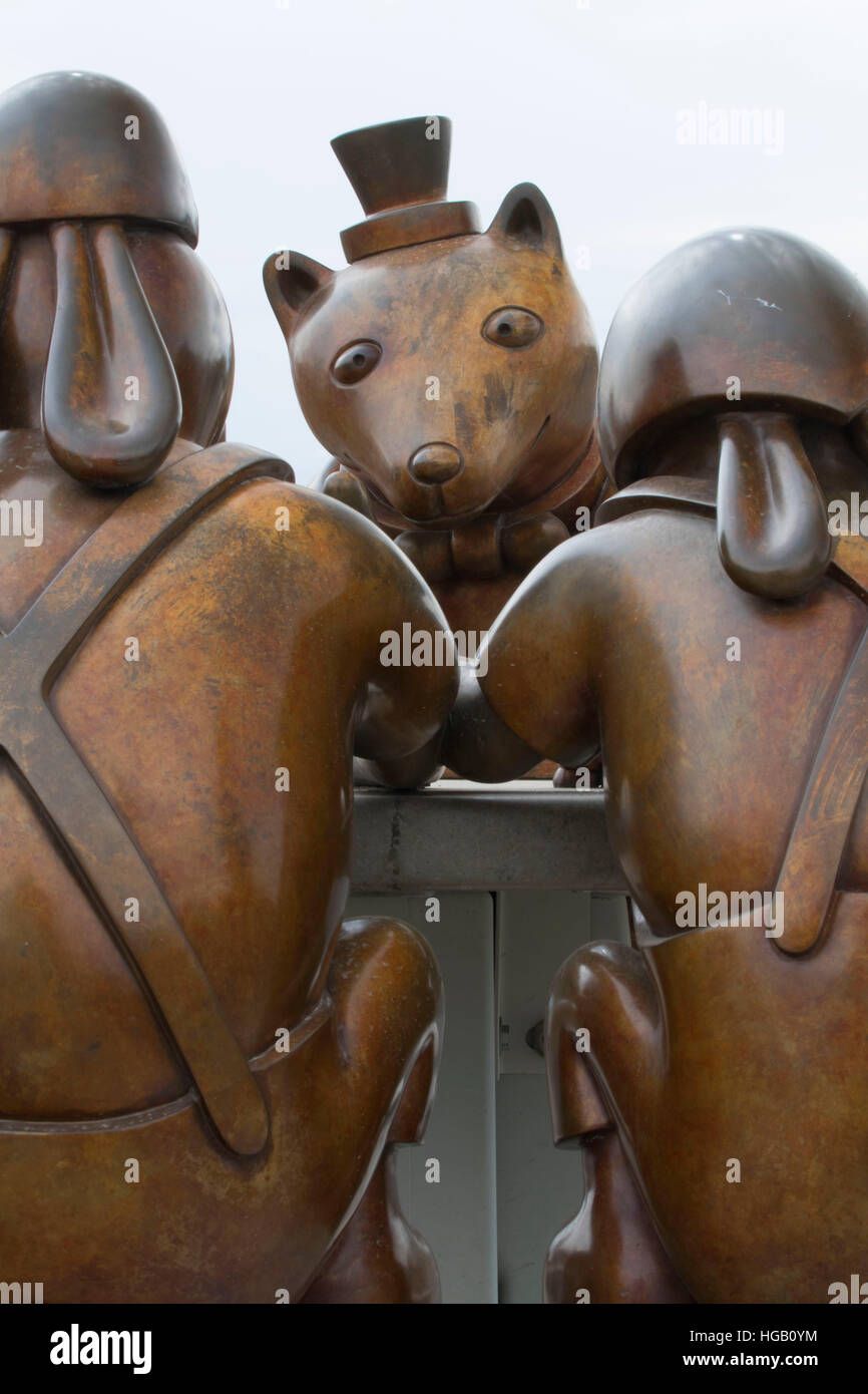 Wild Life sculpture en bronze (agriculteurs et des banquiers), Connell, Washington Banque D'Images