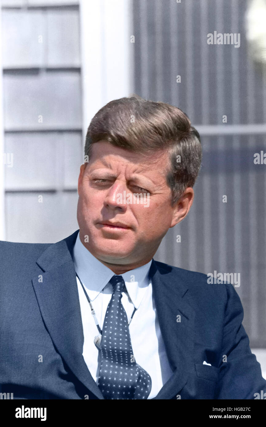 Restauré numériquement photo du Président John F. Kennedy. Banque D'Images