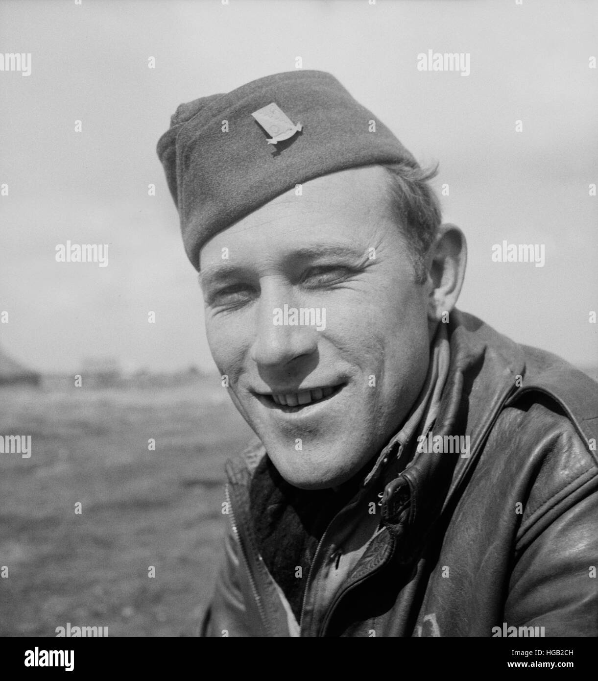 Kermit M. Gregory, opérateur radio d'un bombardier B-24 pendant la Seconde Guerre mondiale. Banque D'Images