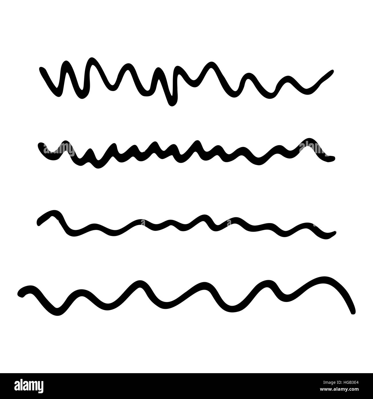 Un marqueur de traits. Résumé ligne ondulée noir. Vector illustration Banque D'Images