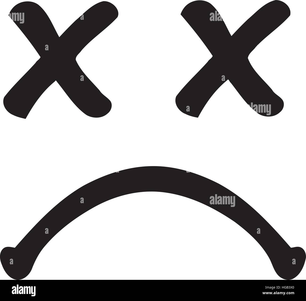 Smiley triste avec des yeux croisés Illustration de Vecteur