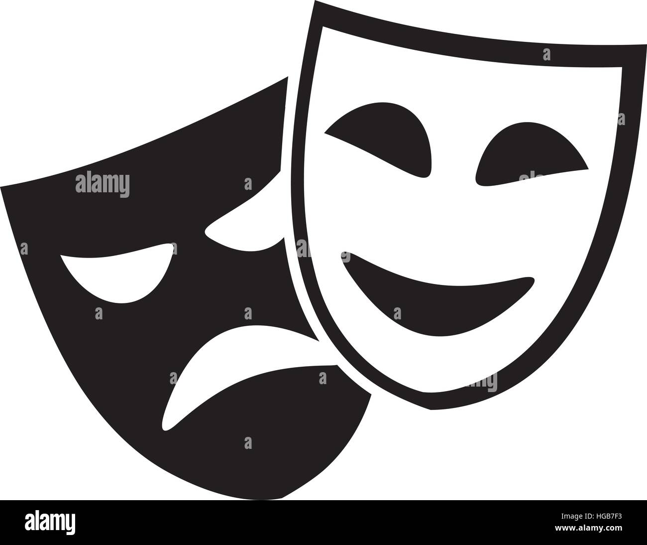 Les masques de théâtre noir et blanc Illustration de Vecteur