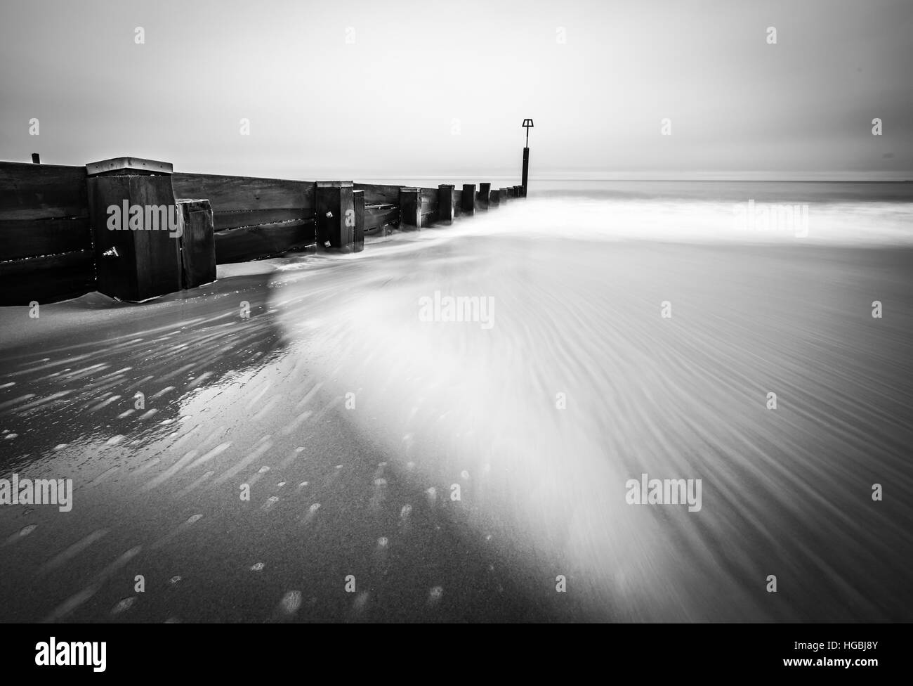 Paysage marin noir et blanc de pier Banque D'Images