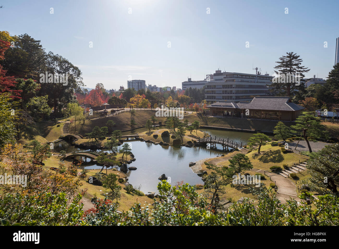 Jardin Gyokusen'inmaru, le Château de Kanazawa, la ville de Kanazawa, Ishikawa Prefecture, Japan Banque D'Images