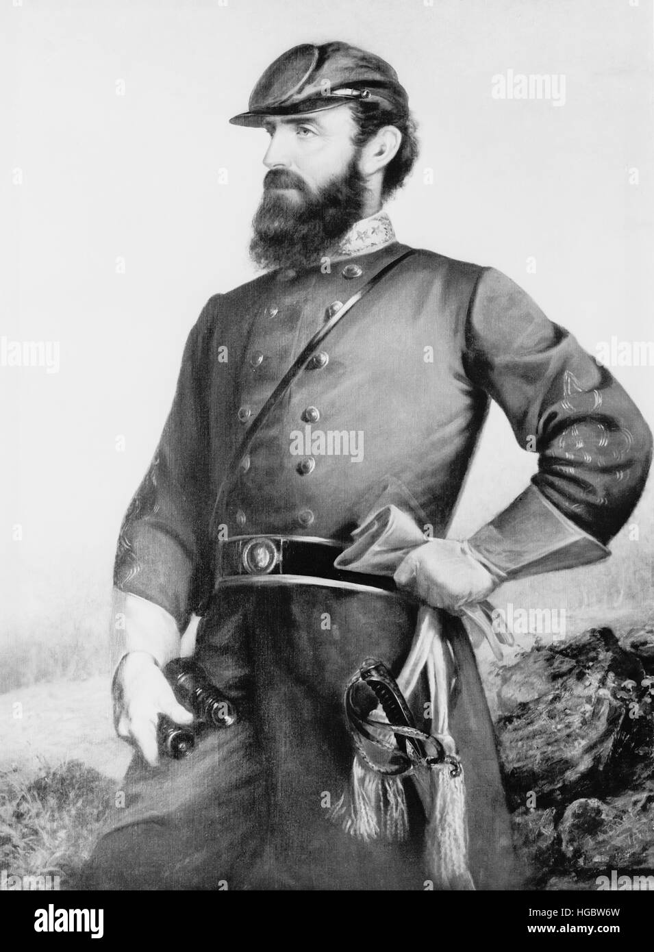 Trois quarts portrait du général Thomas Stonewall Jackson. Banque D'Images