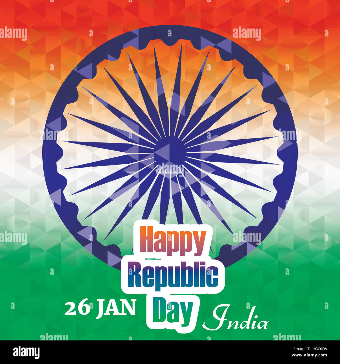 Fête de la République indienne et de la bannière d'accueil à l'élégant design tricolore géométrique abstraite Banque D'Images