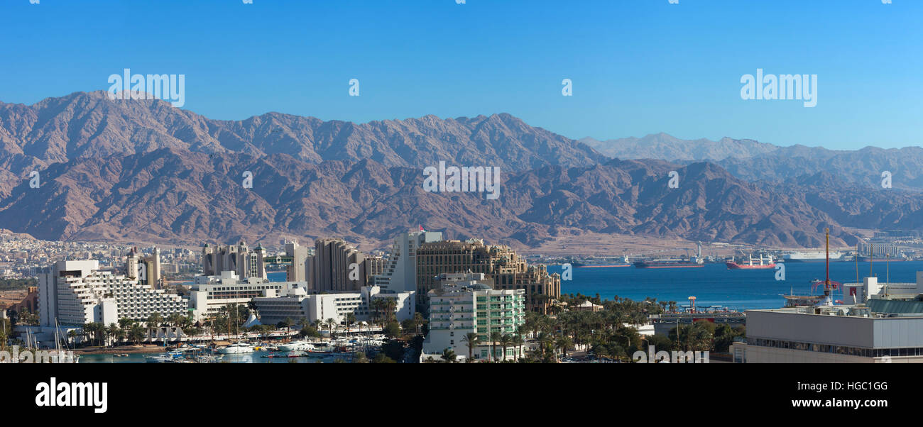 Eilat, Israël - Eilat, révélant des images aériennes de la ville et de la mer rouge Banque D'Images