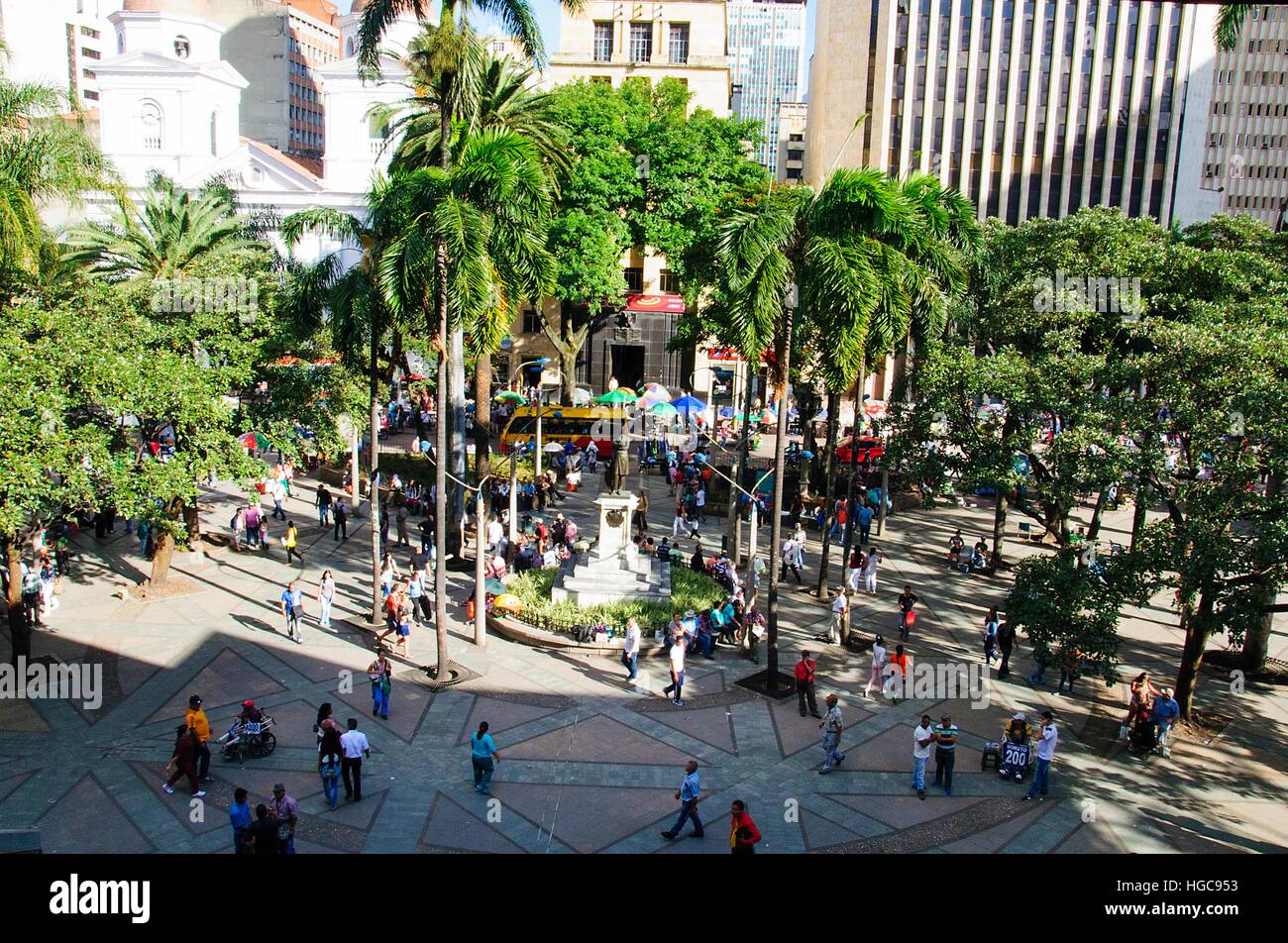 Vue de la place Berrio à Medellin, Colombie Banque D'Images