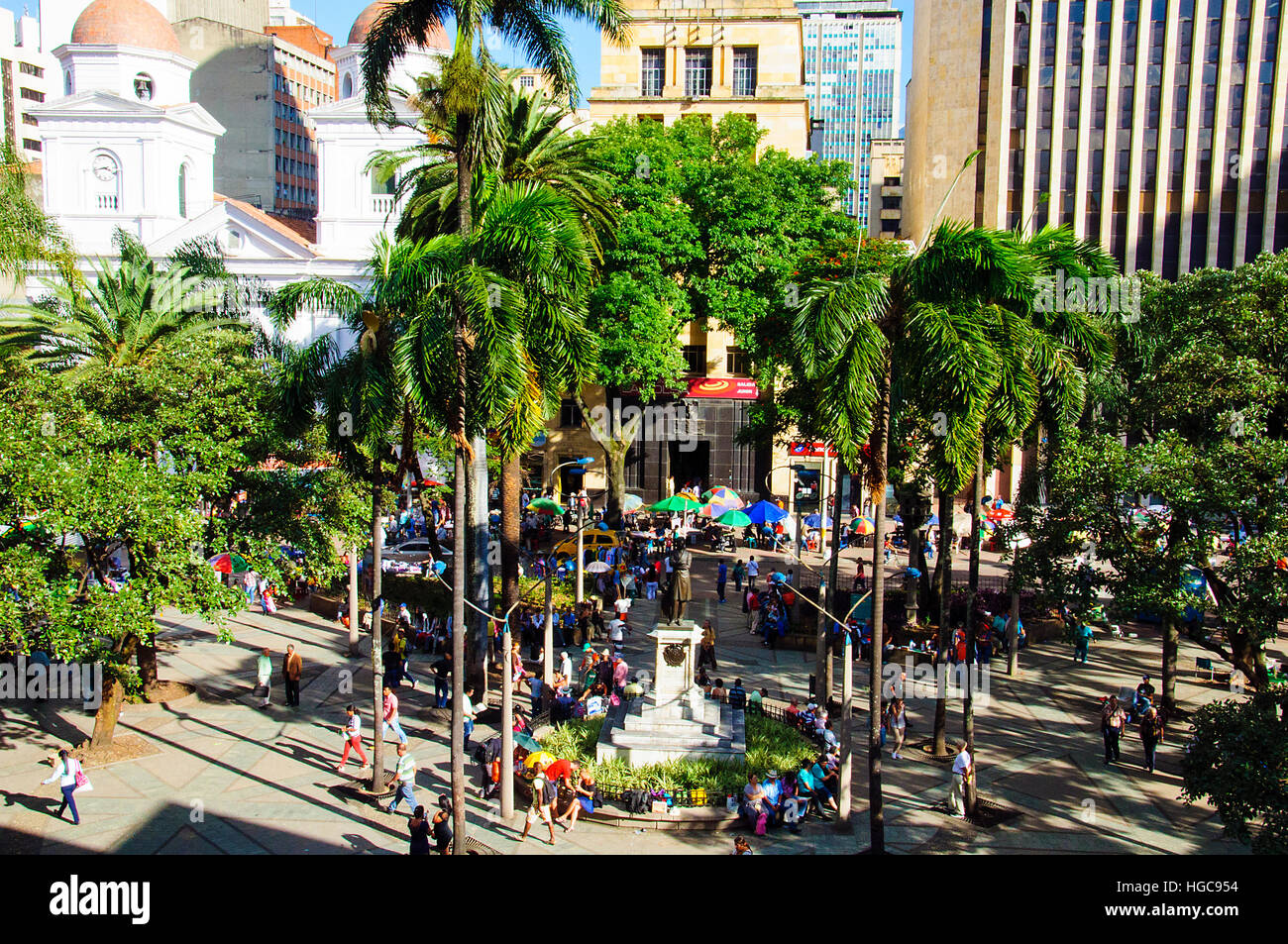 Vue de la place Berrio à Medellin, Colombie Banque D'Images