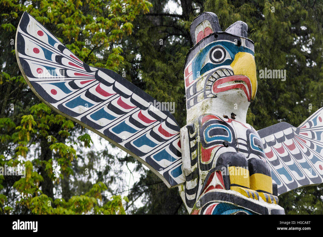 Thunderbird House Poster Totem, le parc Stanley, Vancouver British Columbia, Canada Banque D'Images