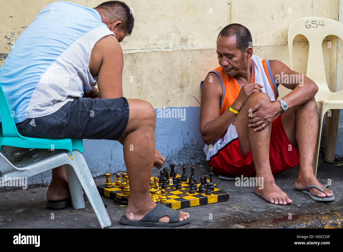 Les joueurs d'échecs philippin, Intramuros, Manille, Philippines Banque D'Images