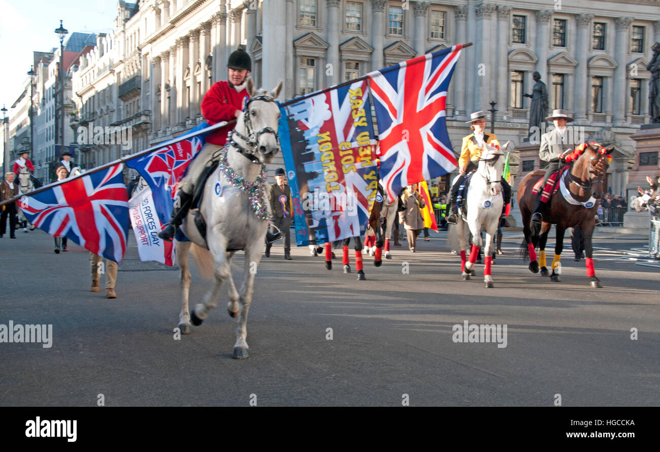 Tous les chevaux, Queens London's New Year's Day Parade, Londres, Angleterre, Banque D'Images