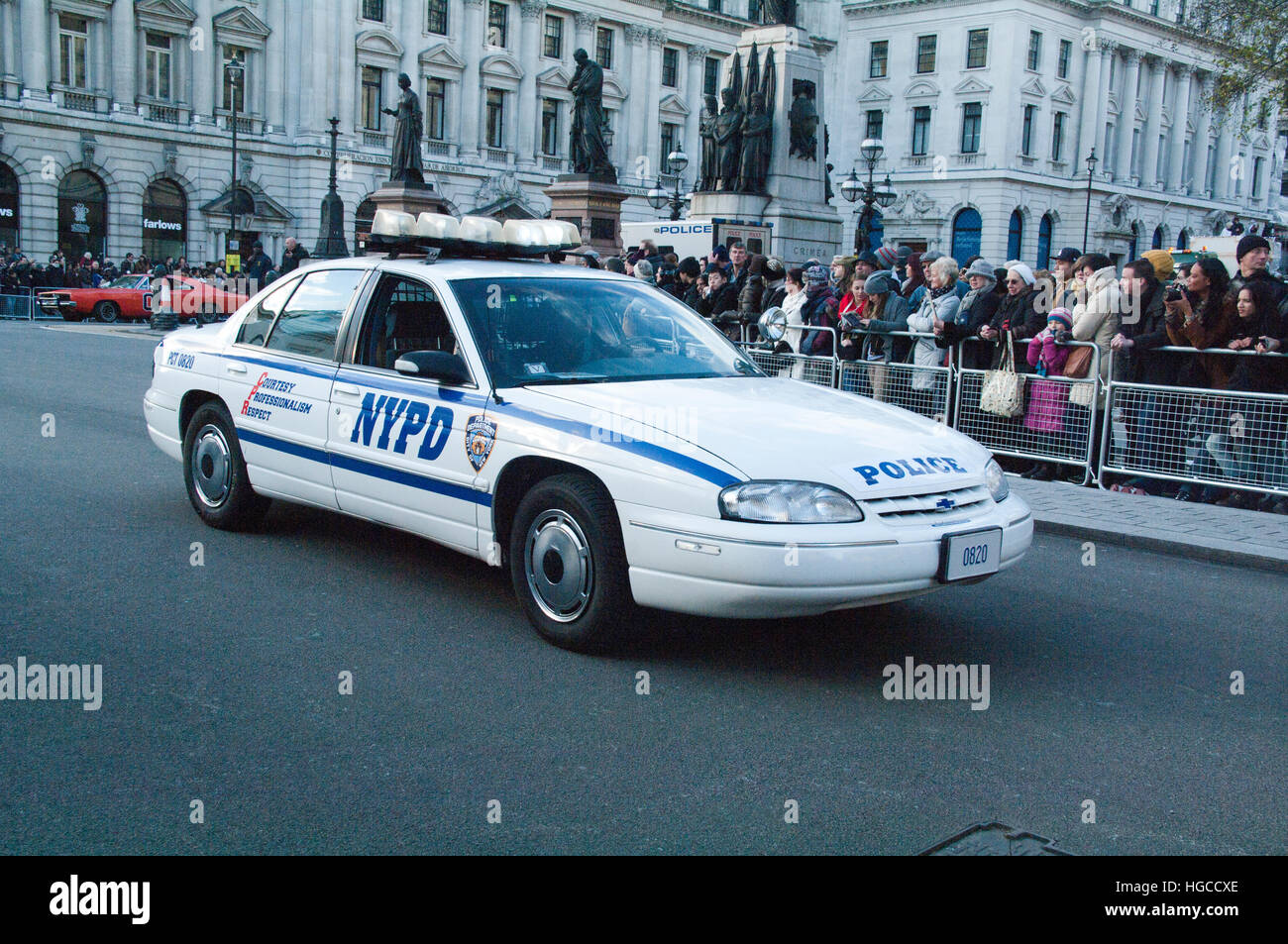 Voiture de police de New York, London's Day Parade, Nouvel An Banque D'Images