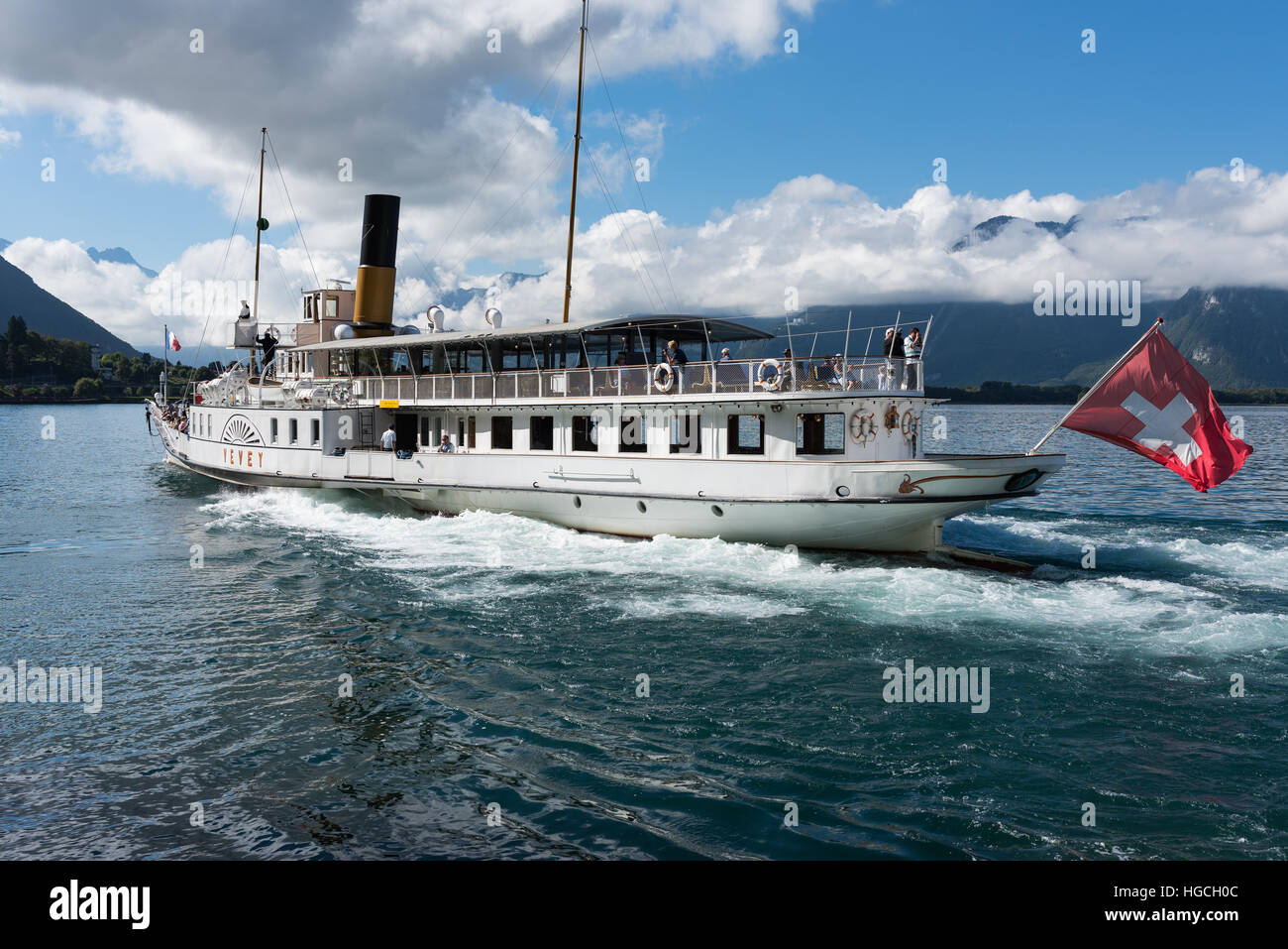 Le lac Léman en bateau de la compagnie de navigation sur le Lac Léman Banque D'Images