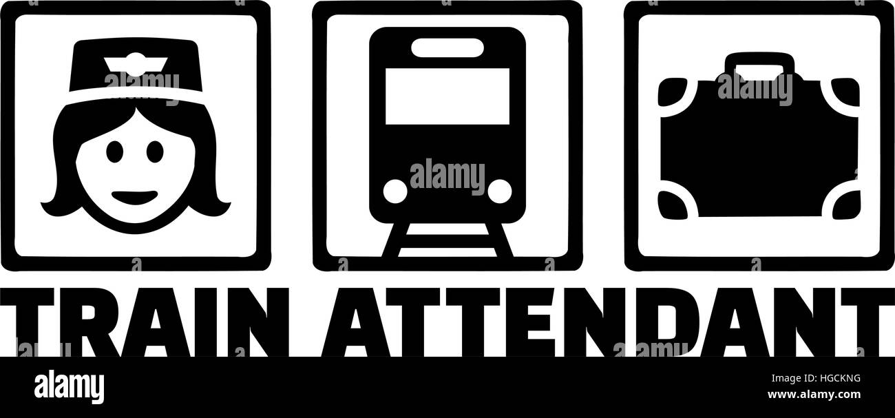 Accompagnateur de train titre de l'offre avec des icônes Illustration de Vecteur