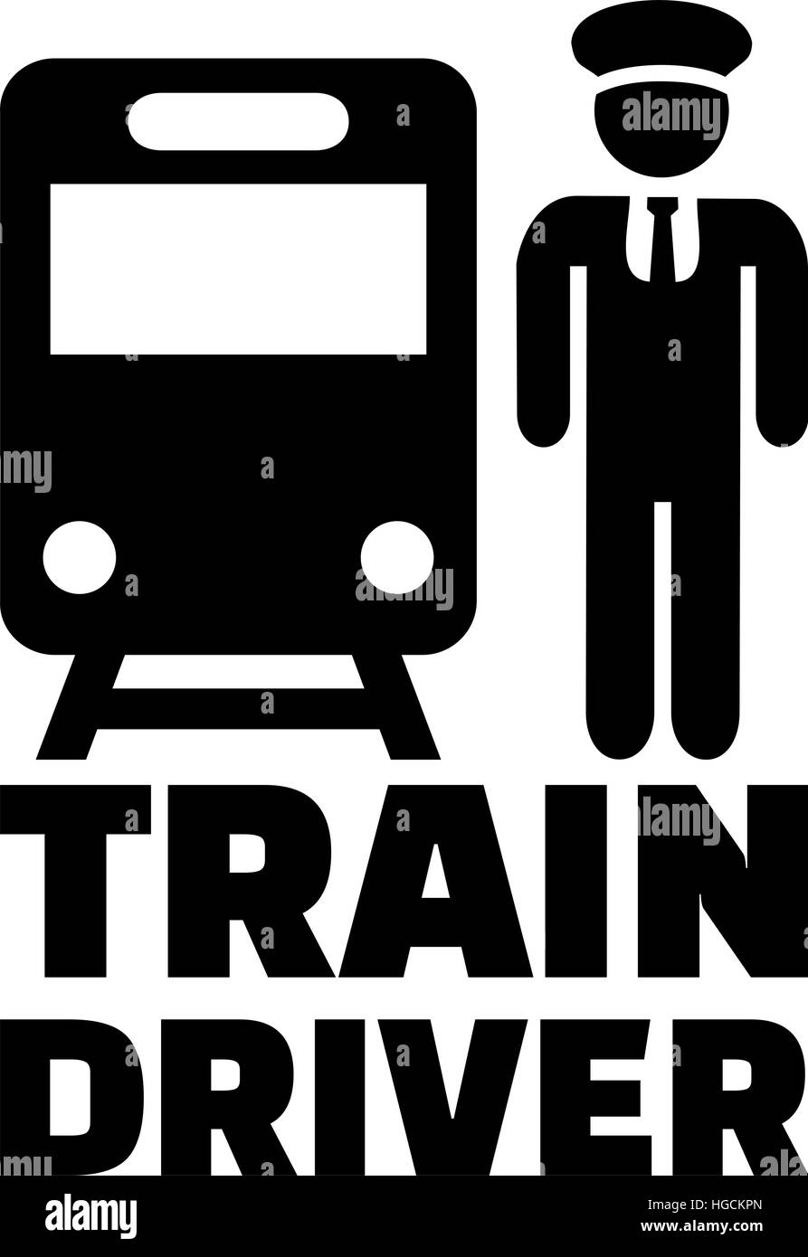 Conducteur de train avec l'icône de titre d'emploi Illustration de Vecteur