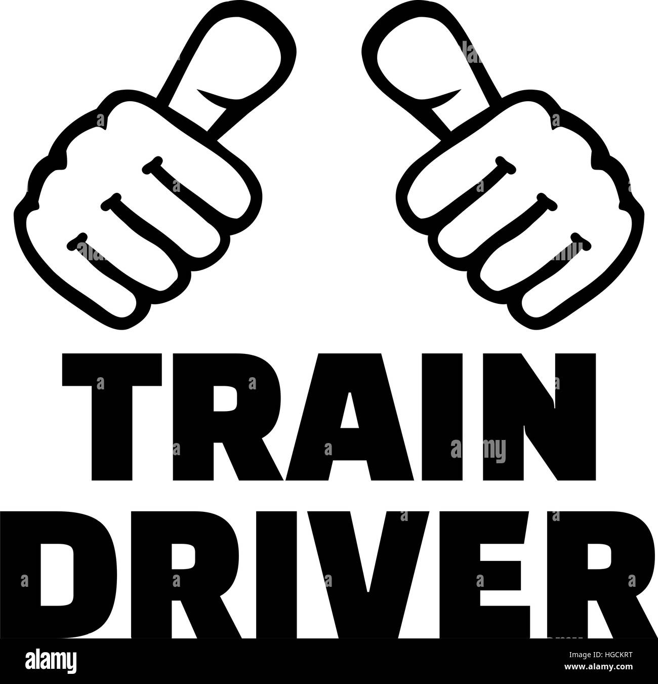 Conducteur de train avec les pouces. T-shirt design. Illustration de Vecteur