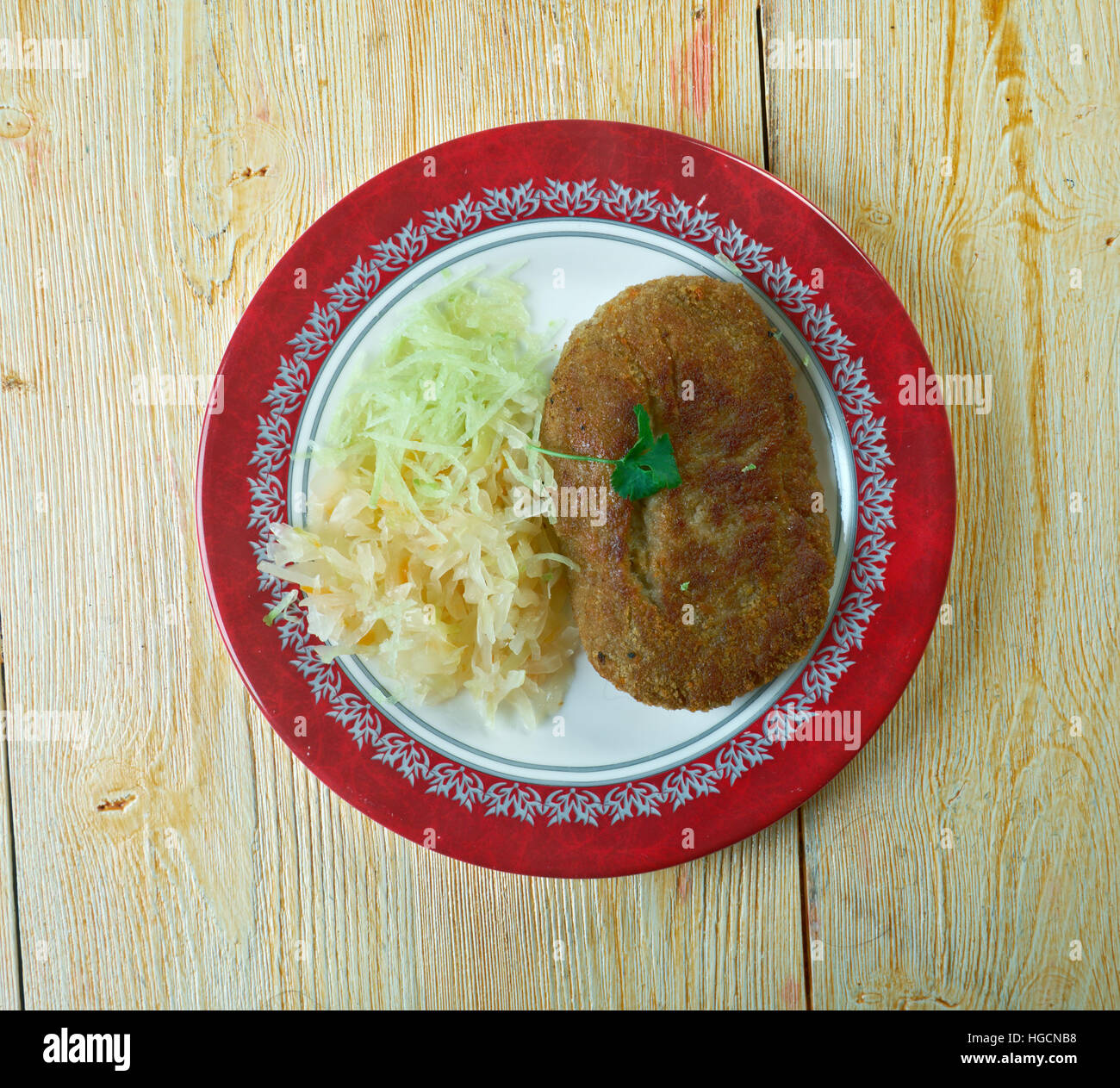 Roulade de viande viande Zrazy lave populaires en Europe de l'Est, en particulier la Pologne , la Lituanie, la Biélorussie et l'Ukraine. Banque D'Images