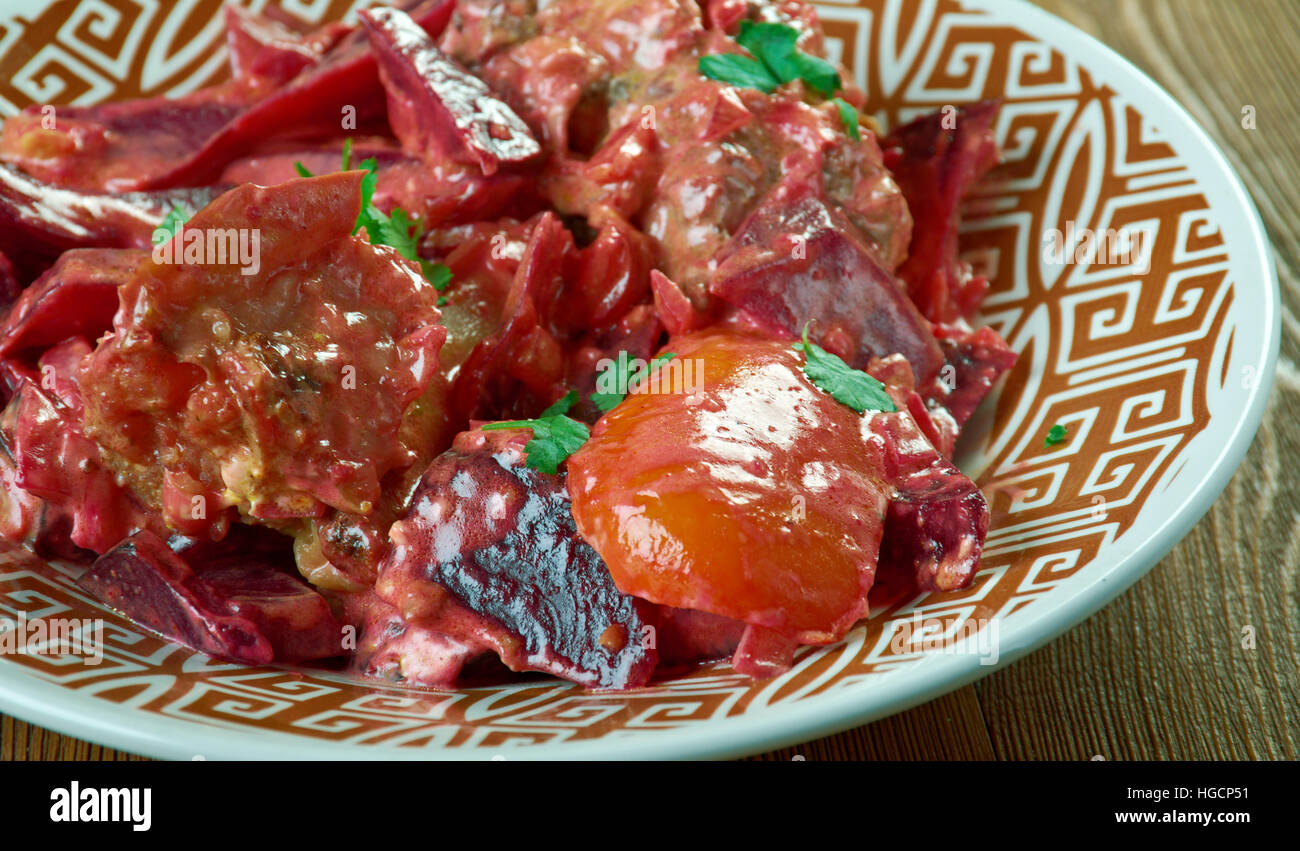 Curry de mouton de betterave - Chuqandar Gosht Banque D'Images