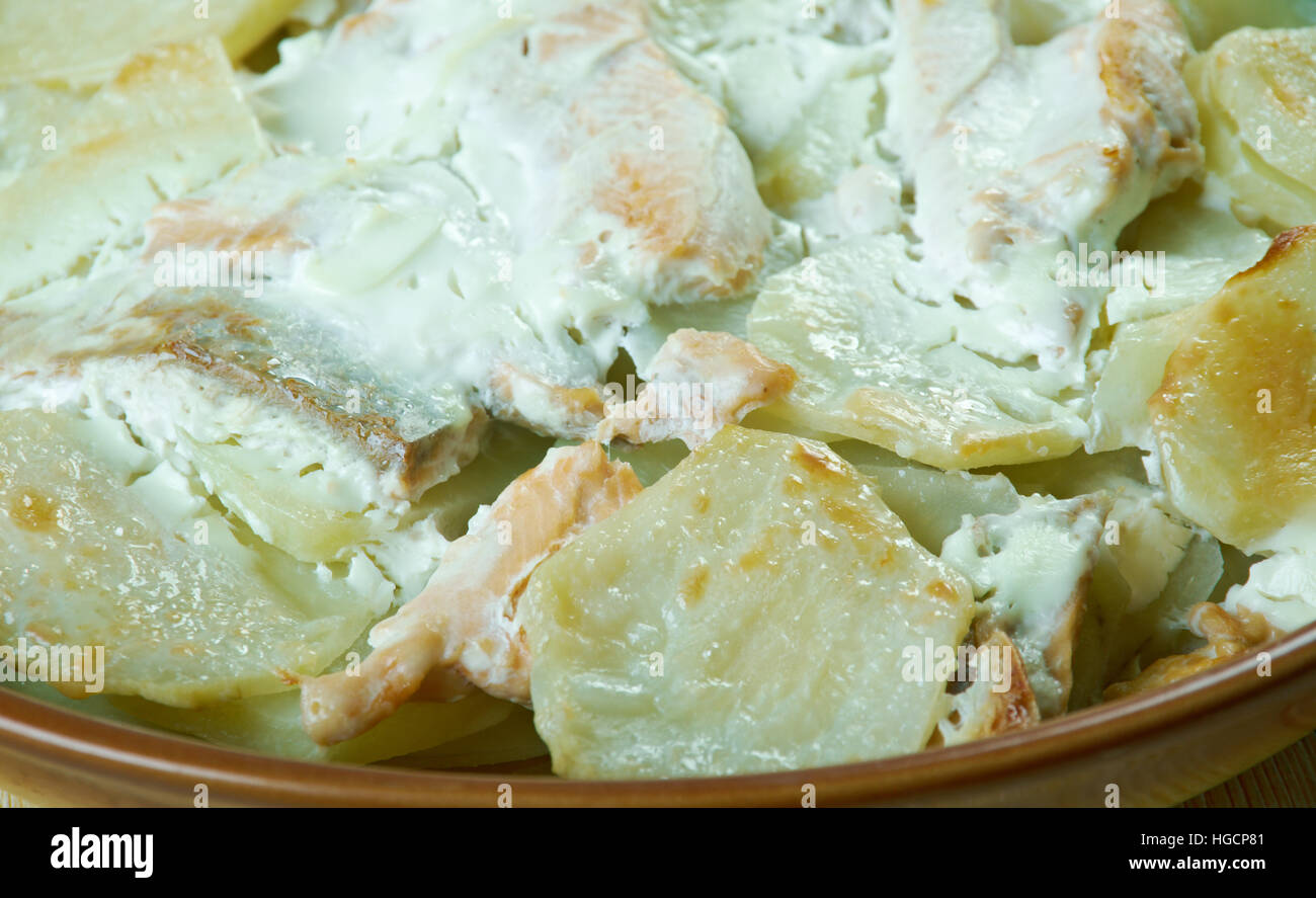 Casserole de saumon finlandais Lohilaatikko Banque D'Images