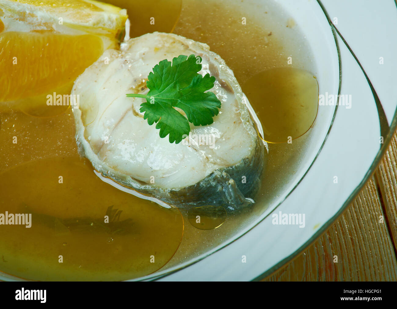 Caldillo de perro - soupe de fruits de mer de l'Andalousie, sud de l'Espagne Banque D'Images
