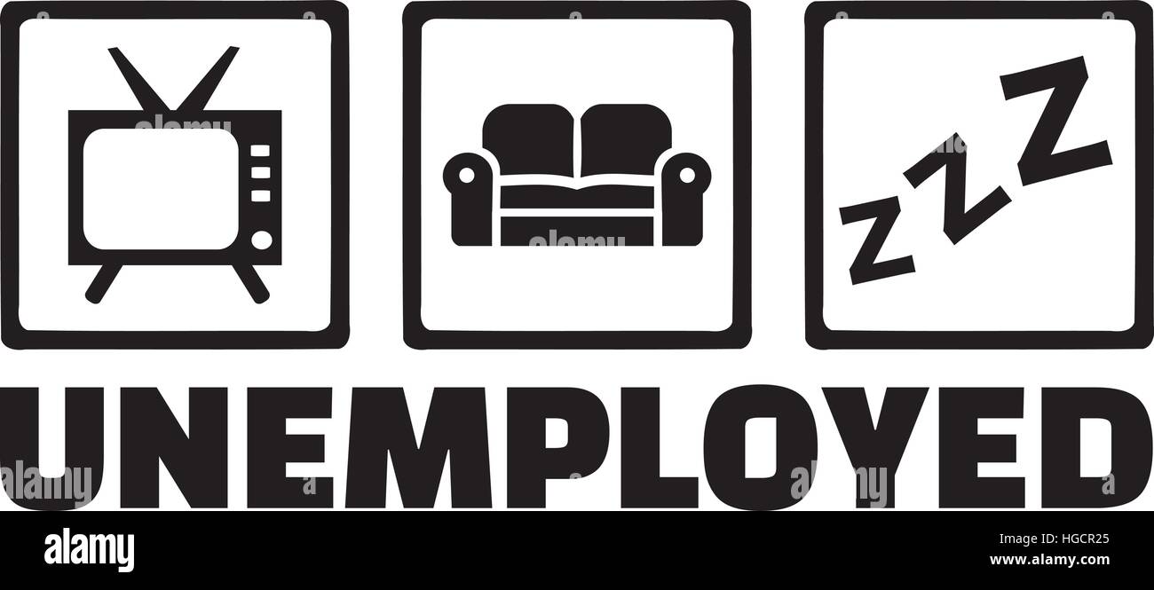 Les icônes de chômeurs - tv, canapé, sommeil Illustration de Vecteur