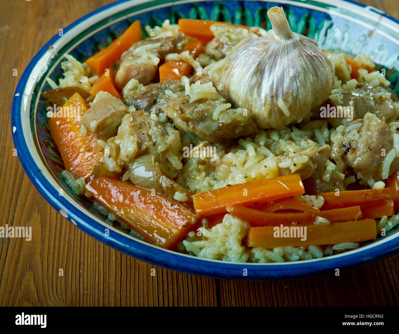 Buhara Pilavı Tarifi . Plov ouzbek -cuisine d'Asie centrale Banque D'Images