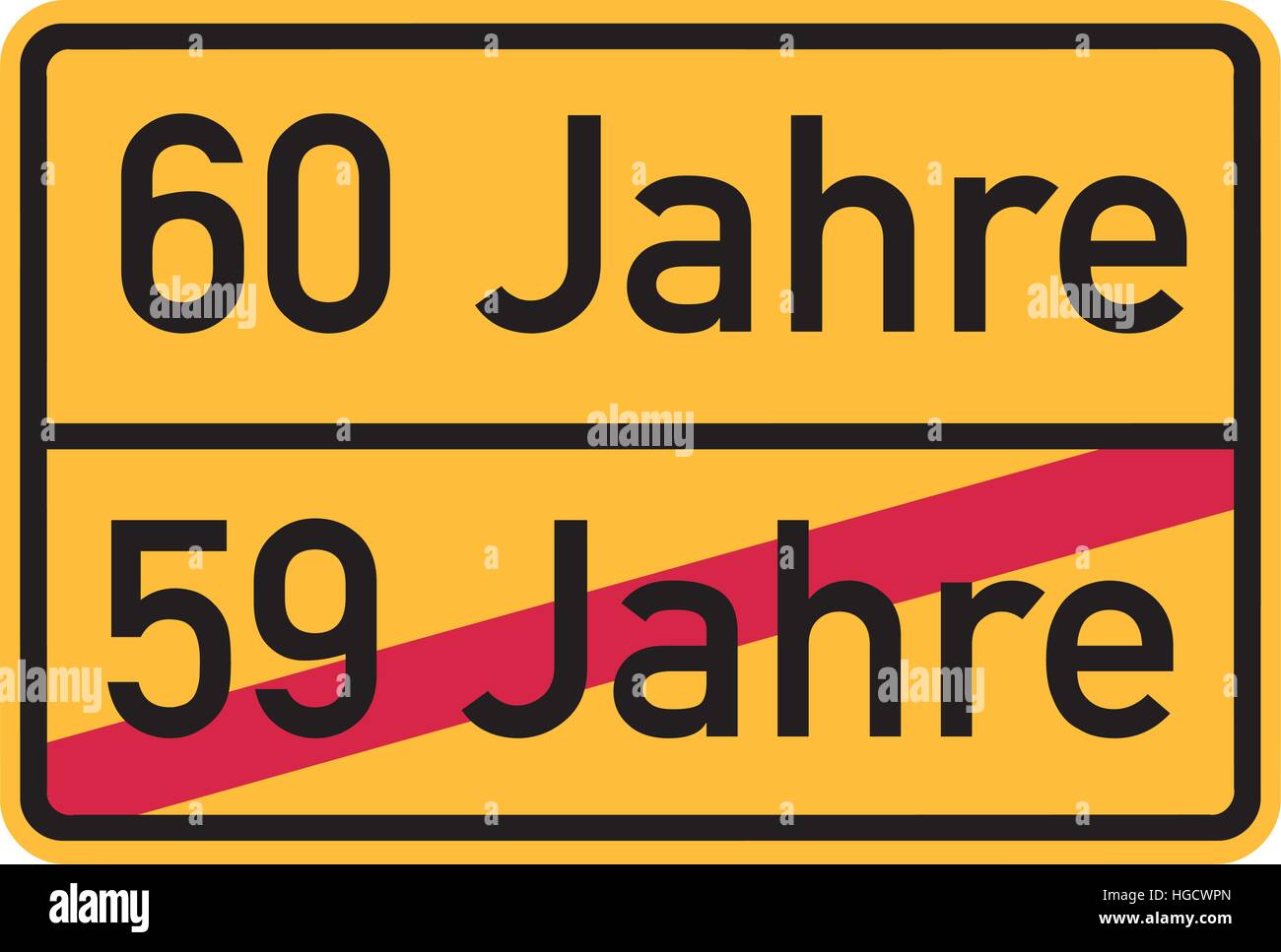 60e anniversaire - roadsign german Illustration de Vecteur