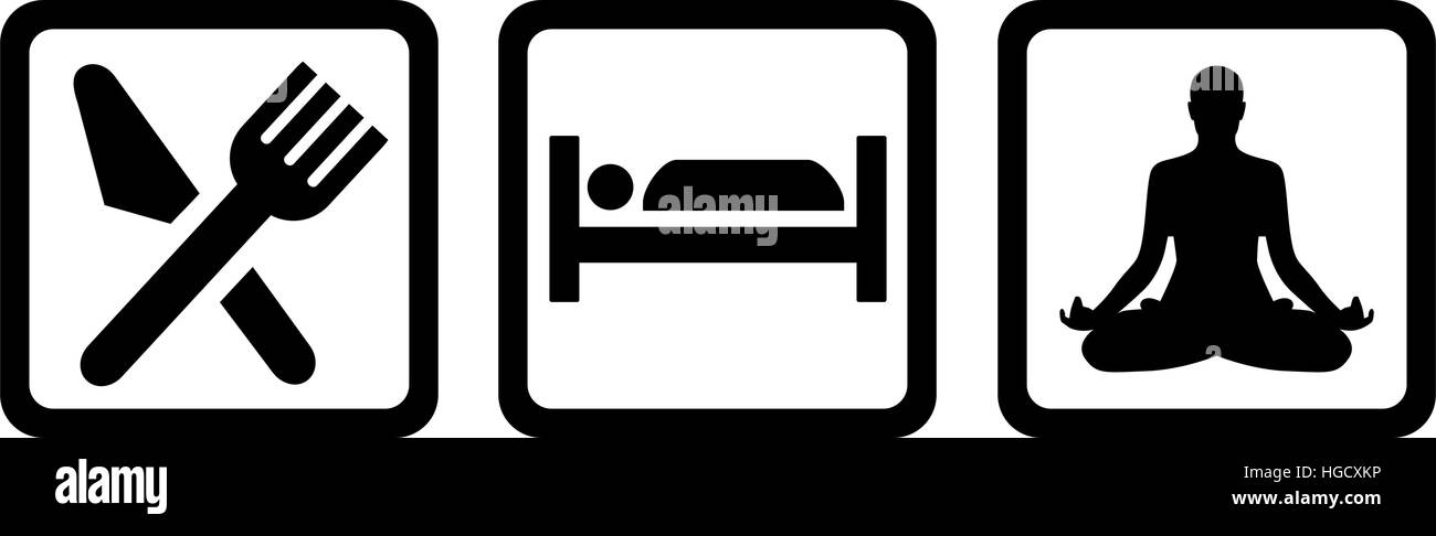 Le yoga avec eat sleep icons Illustration de Vecteur