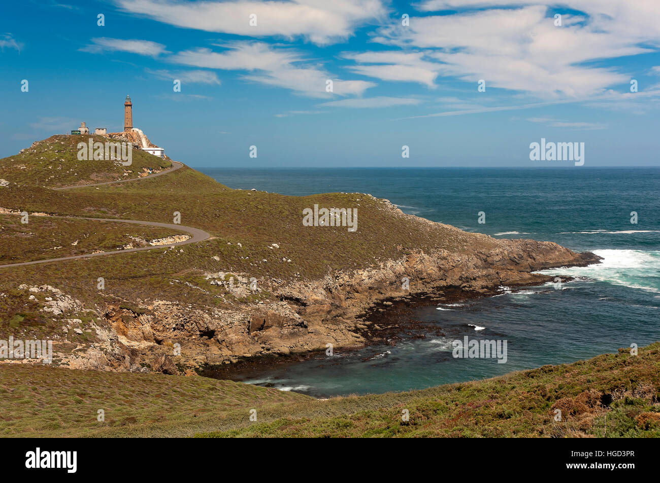 Cape Vilan et phare, Embach, province de La Corogne, une région de Galice, Espagne, Europe Banque D'Images