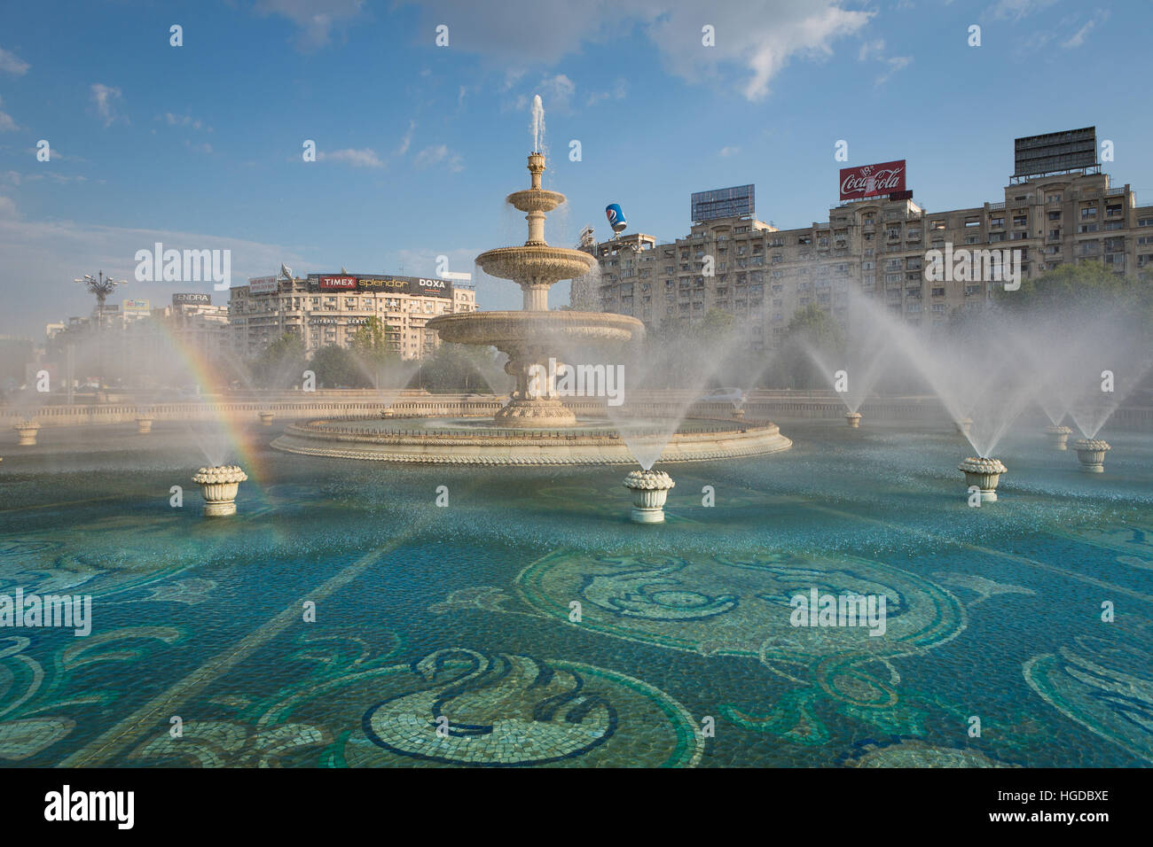Roumanie, Bucarest, la Place Unirii, la Fontaine d'Unirii Banque D'Images