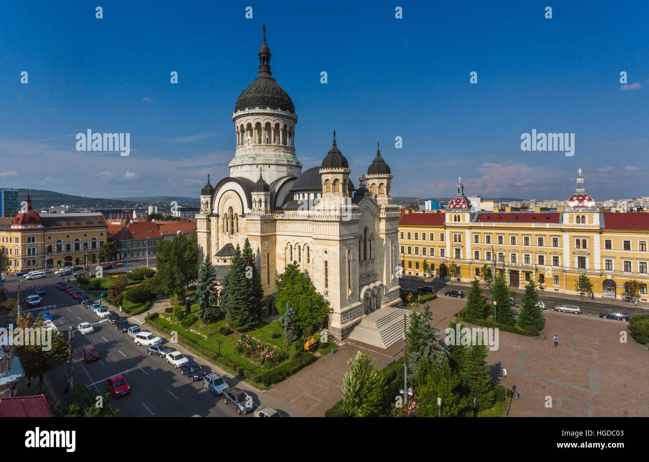 La Roumanie, la Transylvanie, Cluj Napoca Ville, Avram Iancu Square, la Cathédrale Orthodoxe Banque D'Images