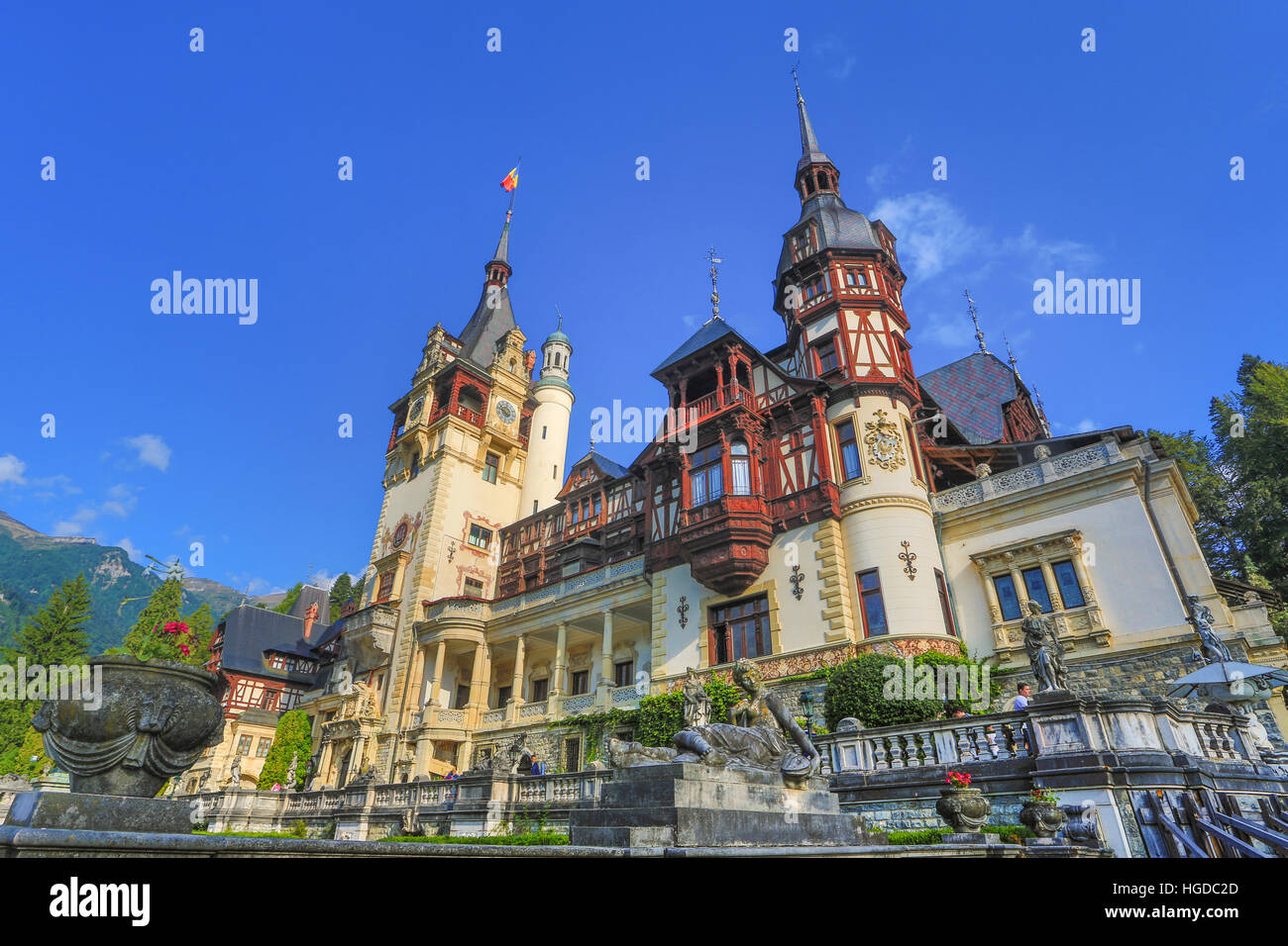 Roumanie, Prahova, Ville, Château de Peles de Sinaia, Banque D'Images